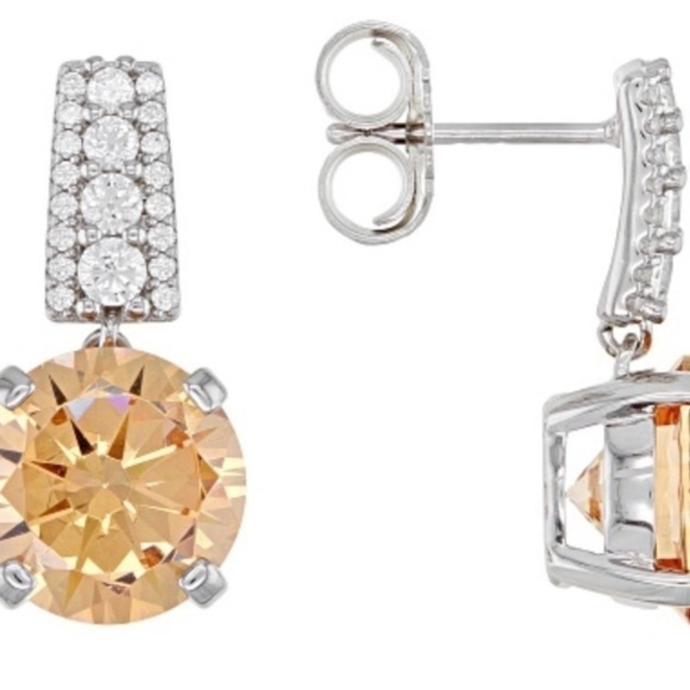 🌸JTV3 - Bella Luce - BJH343 -Champagne & White Simulant Earrings🧡🤍